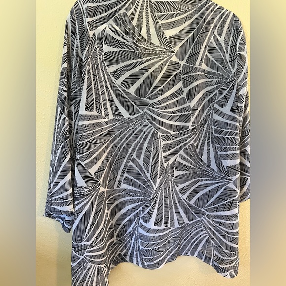 MICHAEL KORS Palm Print Sheer Embellished V Neck Top Size XL - Picture 7 of 10